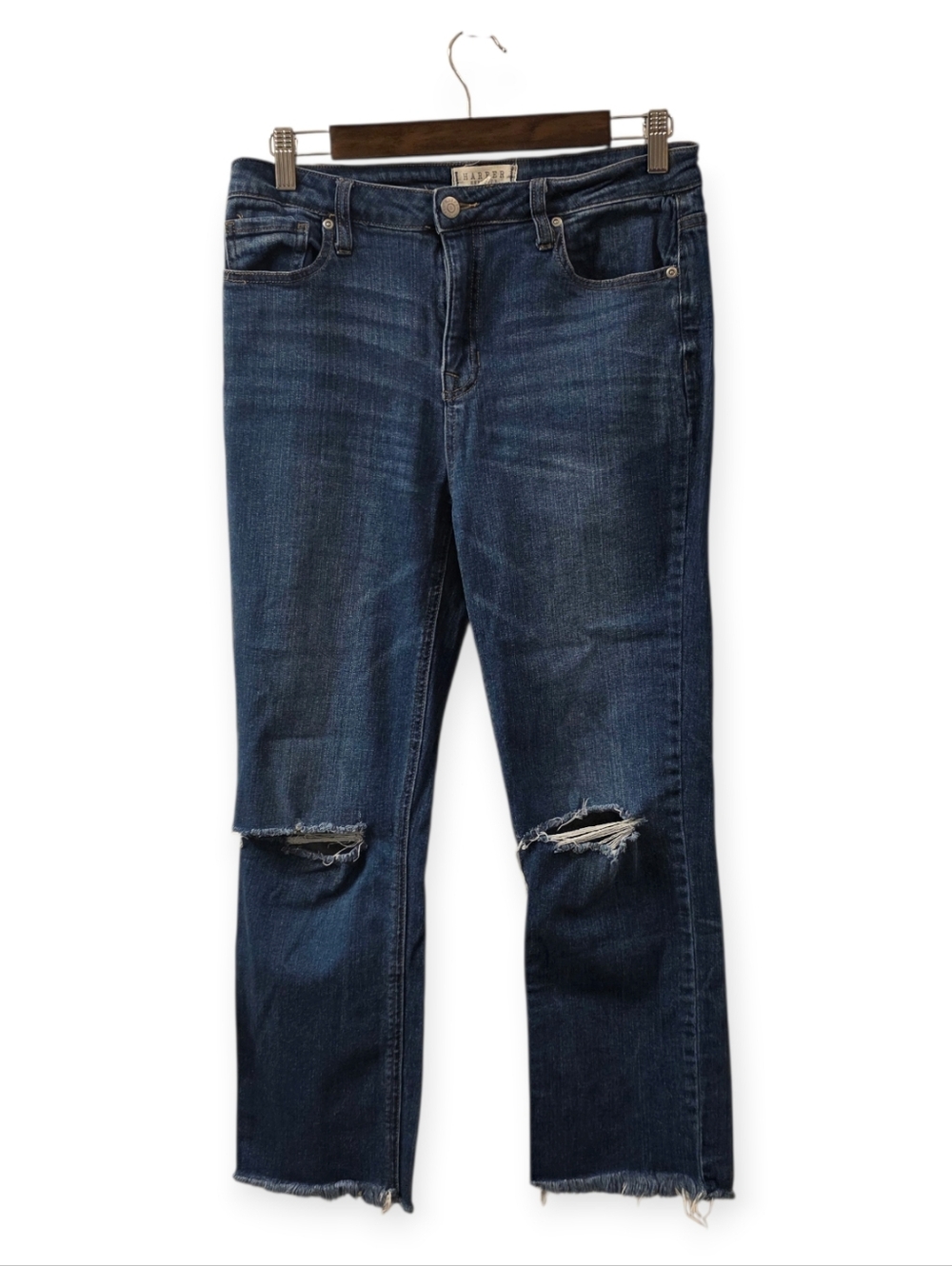 Harper Heritage Blue Distressed High Rise Straight Jeans Size 30 - Picture 2 of 5